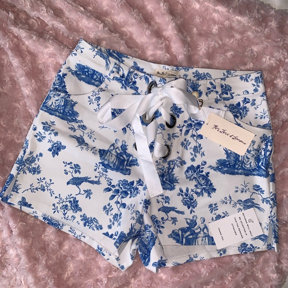 For Love & Lemons Delphine Lace-Up Shorts